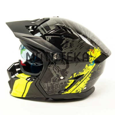 Шлем мото мотард GTX 690 (M) #2 BLACK/FLUO YELLOW GREY